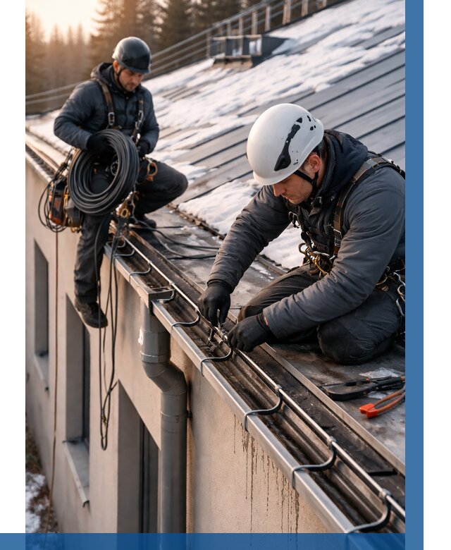 Монтаж греющего кабеля на кровле в Мытищах от 457 р. | ВЫСОТНИК-Мтщ