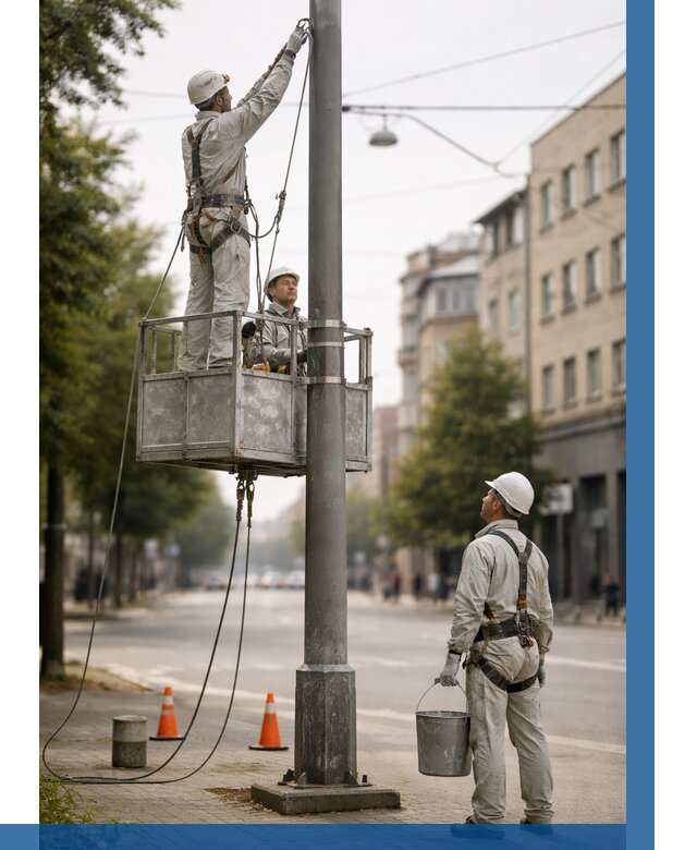 Покраска опор освещения в Мытищах от 5078 р. | ВЫСОТНИК-Мтщ