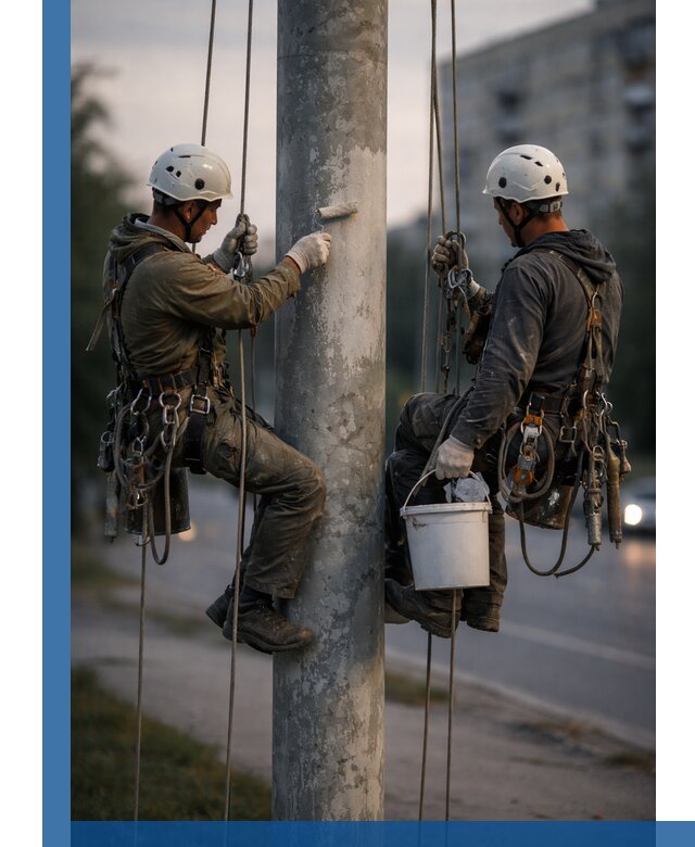 Покраска опор освещения и антикоррозийная защита в Мытищах