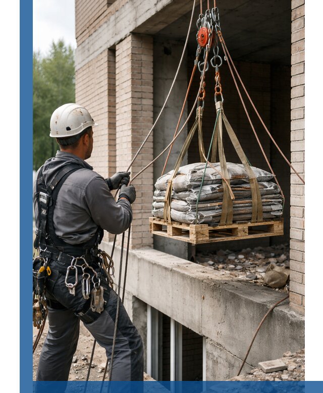 Подъем материалов на этаж веревками в Мытищах оперативно