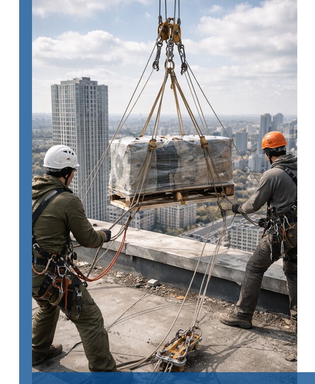 Подъем и монтаж крупногабаритных грузов на крышу в Мытищах