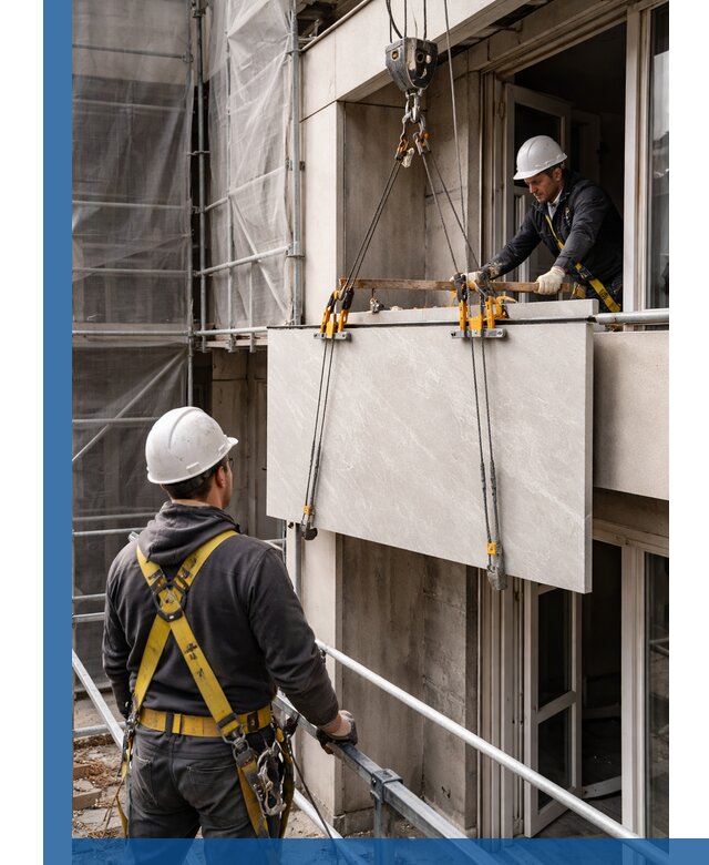 Подъем керамогранита на этаж в Мытищах грузчиками и техникой