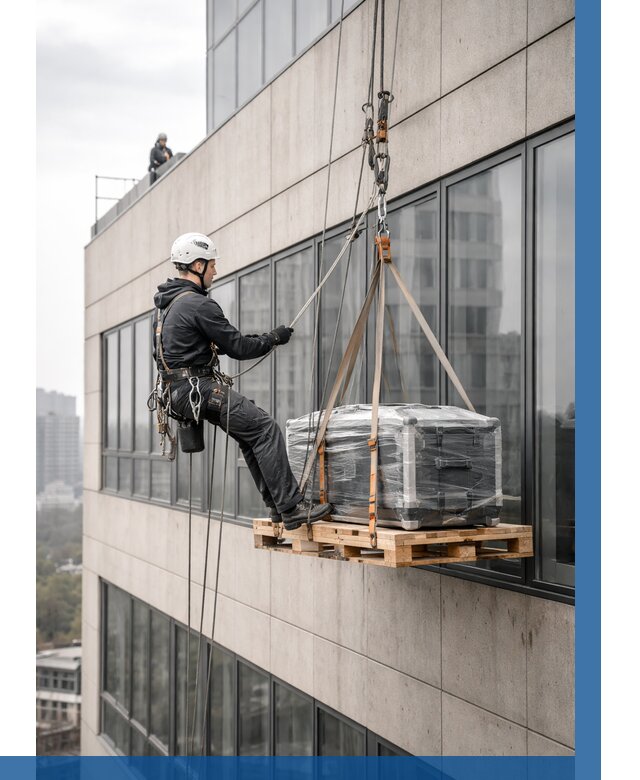 Спуск груза по фасаду в Мытищах от 3554 р. | ВЫСОТНИК-Мтщ