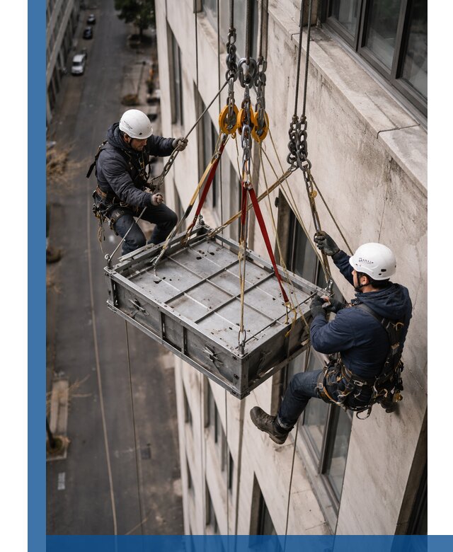 Спуск и подъем грузов по фасаду в Мытищах для зданий