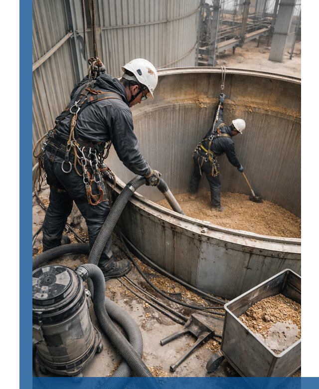 Профессиональная чистка зерновых бункеров в Мытищах с выездом