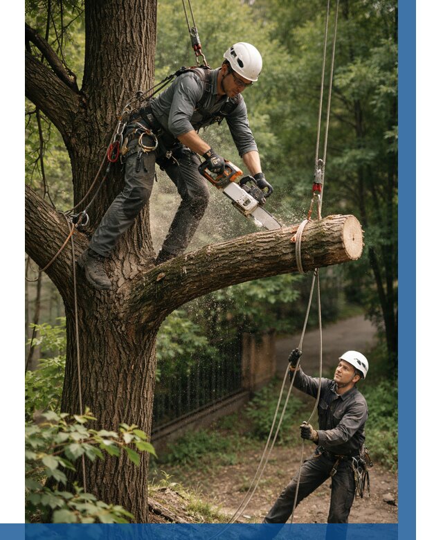 Спил деревьев альпинистами в Мытищах от 8124 р. | ВЫСОТНИК-Мтщ