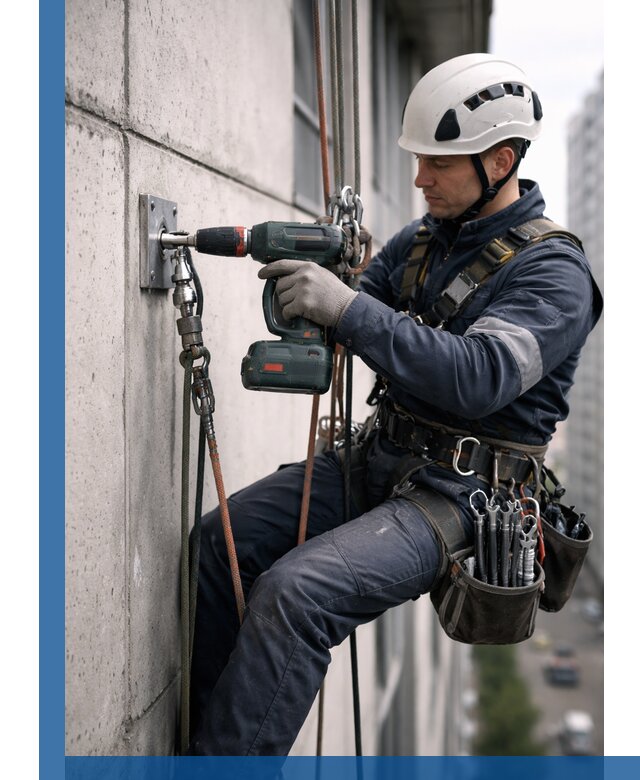 Установка анкерных точек для высотных работ в Мытищах