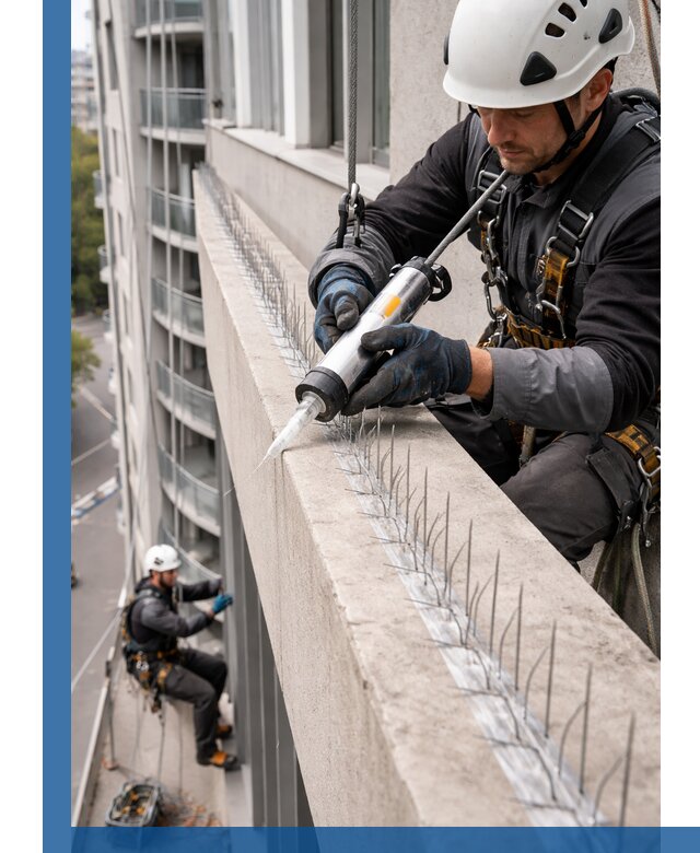 Установка шипов от птиц на фасадах и кровлях в Мытищах